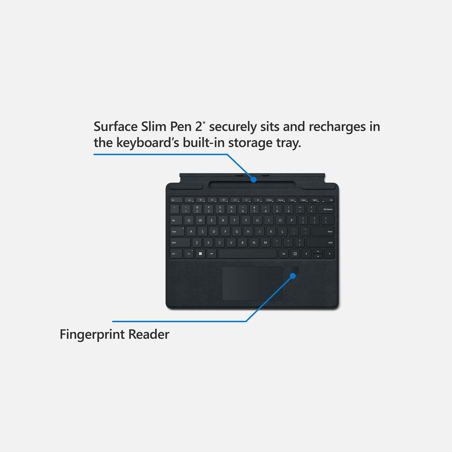 کیبورد سرفیس سیگنچر با حسگر اثر انگشت Fingerprint برای پرو 9 / 10 / 11 مایکروسافت Surface Pro Signature